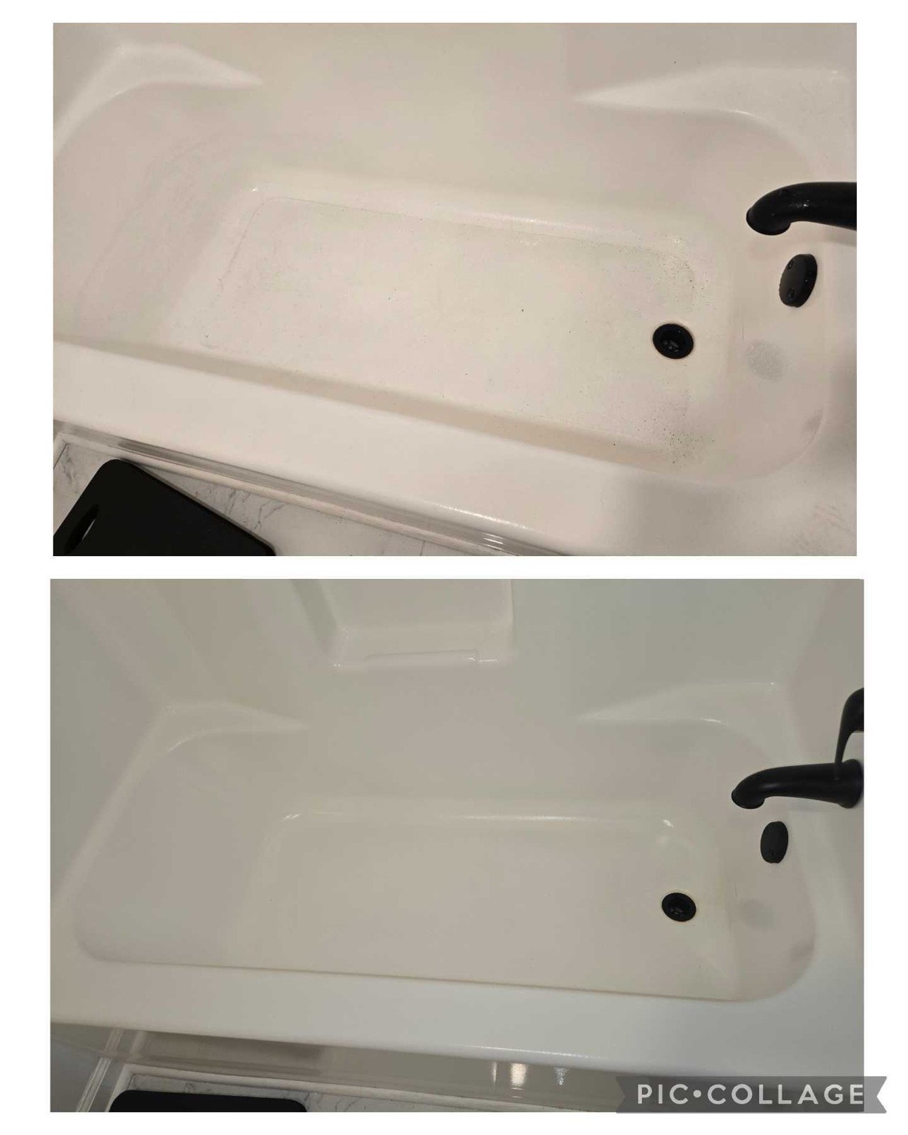 Bathtub before and after cleaning